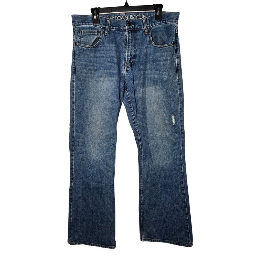 American Eagle Mens Bootcut Jeans Size 34/32 Distressed Casual All Seasons‎ Boot